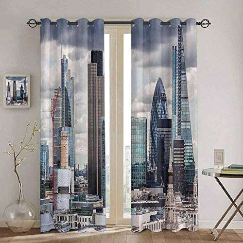 SONGDAYONE - Cortina de Ventana para salón, Dormitorio o Sala de Estar con una Calle en Beverly Hills California Palm Trees Houses Famous City Photo Light Azul melocotón Verde