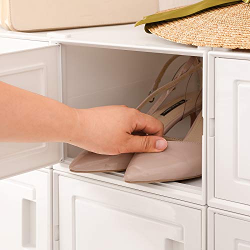 SONGMICS Cajas de Zapatos, Paquete de 6 Organizadores de Almacenamiento, Plegables y Apilables para Zapatillas hasta Talla 44, Blanco LSP004W02