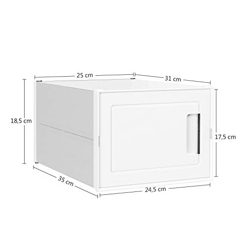 SONGMICS Cajas de Zapatos, Paquete de 6 Organizadores de Almacenamiento, Plegables y Apilables para Zapatillas hasta Talla 44, Blanco LSP004W02