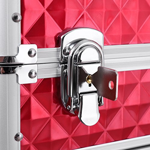 SONGMICS SONGMICS Valise de maquillage ABS Rouge 34 x 27 x 57 cm JHZ08RD Neceser de Viaje 57 Centimeters Rojo (Rouge)