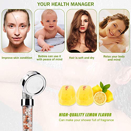 Sooair Cabezal Ducha Filtro con Vitamina C, Vitamina C Cabezal Ducha Filtro Alta Presion, Ducha de Iones Negativos para Eliminación de Cloro Cal Flúor, Ablanda el Agua Dura