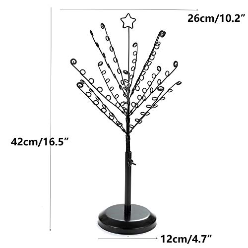 Soporte para joyas, árbol para joyas, soporte para cadenas, pendientes, pendientes, colgador, organizador para cadenas, pendientes, anillos, collar negro, altura 42 cm