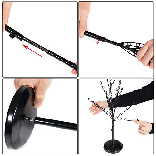 Soporte para joyas, árbol para joyas, soporte para cadenas, pendientes, pendientes, colgador, organizador para cadenas, pendientes, anillos, collar negro, altura 42 cm