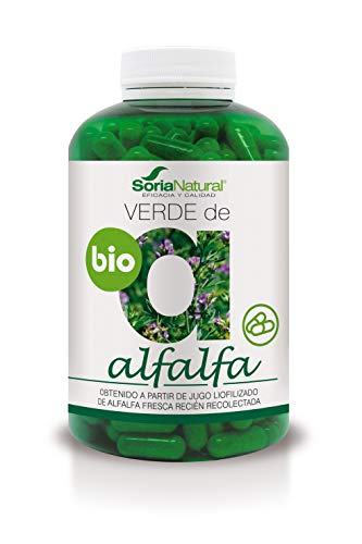 Soria Natural - VERDE DE ALFALFA - Complemento alimenticio - Aporta nutrientes, aminoacidos ácidos grasos insaturados, clorofila, fibra y vitaminas al organismo - 240 capsulas - Medicago Sativa
