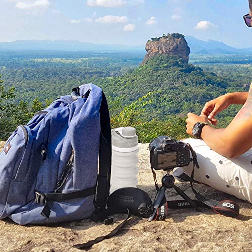 SOULBEST Botella de Agua Plegable Botella de Agua Plegable a Prueba de Fugas Botella de Bebida Plegable de Silicona portátil para Deporte Senderismo Ciclismo Acampada BPA Gratis 550 ml (Gris)