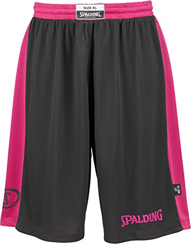 Spalding Essential Reversible P Shorts de Basquetball con Cinturilla Elástica y Logo, Hombre, Rosa (Black/Pink), XS