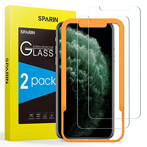 SPARIN [2-Pack] Protector Pantalla iPhone 11 Pro/XS/X, Cristal Templado iPhone 11 Pro/XS/X, Vidrio Templado Protector de Pantalla con [2.5d Borde redondo] [9H Dureza] [Alta Definicion]