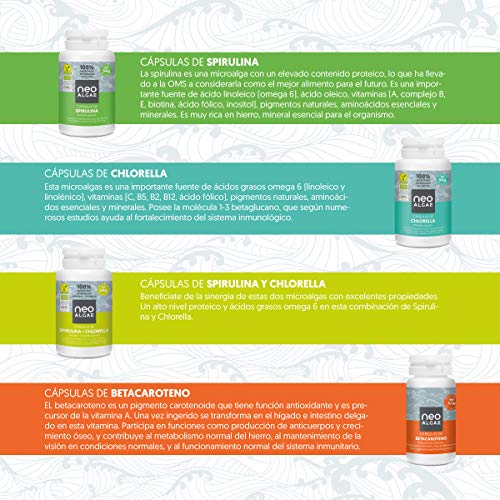 Spirulina Organica en Capsulas, 120 Comprimidos de Spirulina por Envase