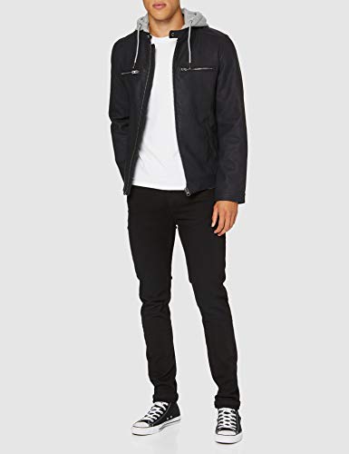 Springfield 3IP-PU Biker +Hood-c/10 Chaqueta Deportiva, Azul (Navy 48712010), XL (Tamaño del Fabricante: XL) para Hombre