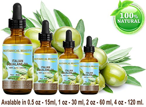 SQUALANE Italian. 100% Pure / Natural / Undiluted Oil. 100% Ultra-Pure Moisturizer for Face , Body & Hair. Reliable 24/7 skincare protection. 4 fl.oz- 120 ml. by Botanical Beauty.