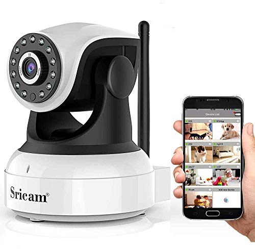 Sricam Cámara IP 1080P, Cámara Vigilancia WiFi Interior Inalámbrico, con Micrófono y Altavoz, Visión Nocturna, Detección de Movimiento, Seguridad para Bebé y Mascotas, Compatible con iOS, Android