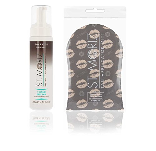 St Moriz Fast Tan"Darker than dark" - Autobronceador rápido, más oscuro que oscuro (200ml) con accesorios (Darker than dark + aplicador St. Moriz)