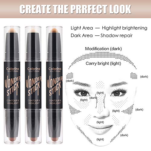 Stick de contorno de doble cabeza corrector,Maquillajes correctores,palillo de resaltado, maquillaje palos de contorno de resaltado de doble extremo
