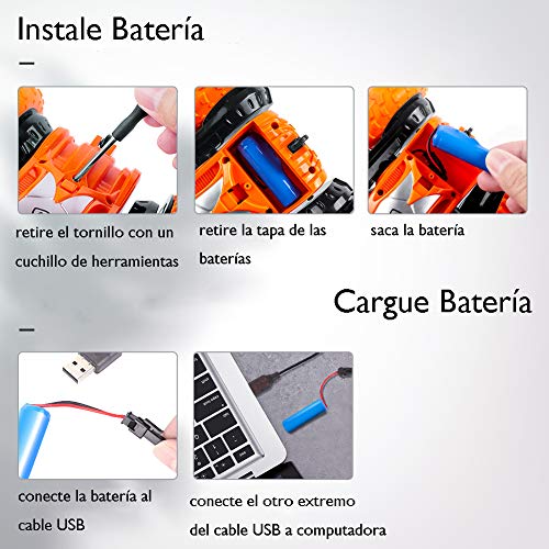 StillCool Coche Teledirigido con 2 en 1 Neumáticos, Coche de Control Remoto 2.4 GHz Gira 360° de Rotación con Acrobacias Geniales, Carga USB y Batería Recargable Regalo para Niños - Naranja