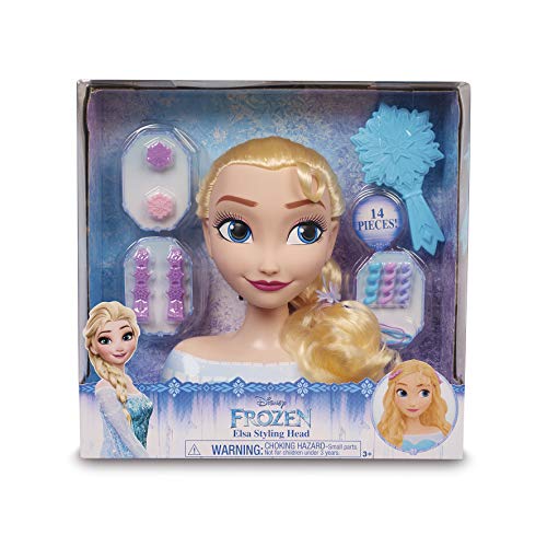 STYLING HEAD- Frozen Busto Maquillaje y Peinados de Elsa con 13 Accesorios incluidos para peinar y maquillar a tu Princesa Disney