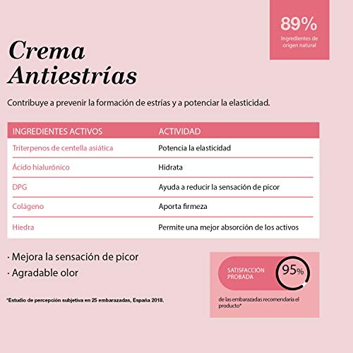 Suavinex – Crema antiestrías para embarazadas. Previene La Formación de estrías y Potencia la Elasticidad. Apta para pieles Sensibles. con Olor Agradable. 89% Ingredientes de Origen Natural, 250ml