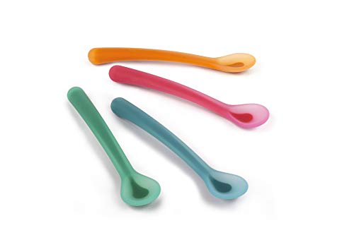 Suavinex - Cuchara Bebé de Silicona. Punta Suave Para Encías Sensibles. Apta Para Lavavajillas , Color Verde
