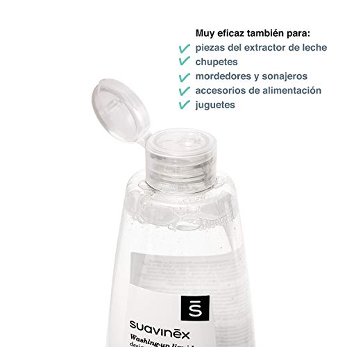 Suavinex Detergente para Biberones y Tetinas con 82% de Ingredientes de Origen Natural. sin Alcohol y sin Colorantes, 500 ml (Versión Española)