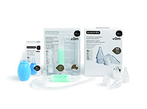 Suavinex - Pack 10 recambios Aspirador nasal anatómico. para bebés +0 meses. 10 puntas blanditas + 10 Esponjitas desechables. 0% BPA