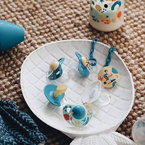 Suavinex, Pack 2 Chupete con tetina anatómica de Silicona para Bebés, Azul Thank You, 6-18 Meses