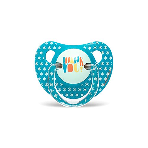 Suavinex, Pack 2 Chupete con tetina anatómica de Silicona para Bebés, Azul Thank You, 6-18 Meses
