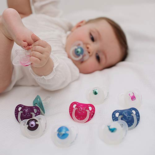 Suavinex - Pack 2 Chupetes Nocturnos para bebés 6-18 meses con Anilla Luminiscente Tetina Anatómica de Silicona Brilla en la Oscuridad, Azul (306809)