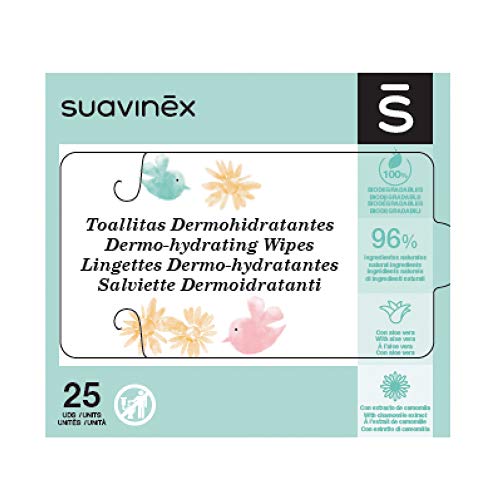 Suavinex – Pack 72 Toallitas Dermohidratantes para bebé. Toallitas Aptas para pieles Atópicas. 96% Ingredientes de Origen Natural. con Camomila y Aloe Vera. Toallitas 100% Biodegradables, 72 Unidades