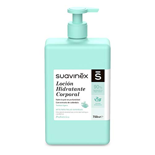 Suavinex, Pack Aseo Bebé Gel-Champú Syndet 750ml + Loción Hidratante 750ml. Con 88-90% de Ingredientes de Origen Natural. Apto para pieles sensibles. 2 productos