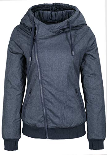 Sublevel Mujer - Cazadora de Invierno con Capucha | Cazadora Acolchada en Gris o Azul Jaspeado Azul L