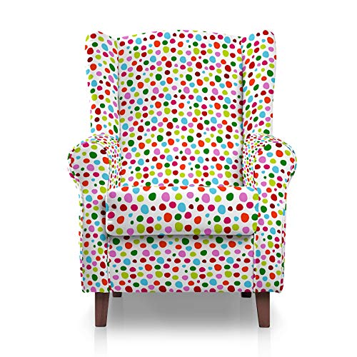 SUENOSZZZ-ESPECIALISTAS DEL DESCANSO Sillón orejero Modelo Irene tapizado en Tela Estampada Puntos Agatha Ruiz