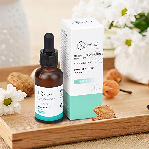 Suero de retinol para la cara y la piel, ingredientes dobles activos únicos de 5% de retinol y 2,5% de vitamina E, efecto sintético excepcional (Suero de retinol)
