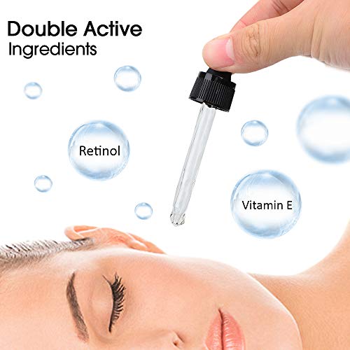 Suero de retinol para la cara y la piel, ingredientes dobles activos únicos de 5% de retinol y 2,5% de vitamina E, efecto sintético excepcional (Suero de retinol)