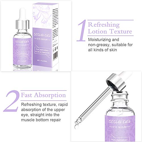 Suero Para el Contorno De Ojos, Suero Antiarrugas Natural, Reducir Líneas Finas y Círculos Oscuros, Suero Antiedad para Arrugas y Bolsas para Los Ojos, Contorno de Ojos Serum 30ml