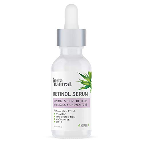 Suero Retinol InstaNatural - Suero Facial Antiedad Antiarrugas - Ayuda a Reducir la Aparición de Arrugas, Patas de Gallo y Líneas Finas - Con Vitamina C y Ácido Hialurónico - 30 ml