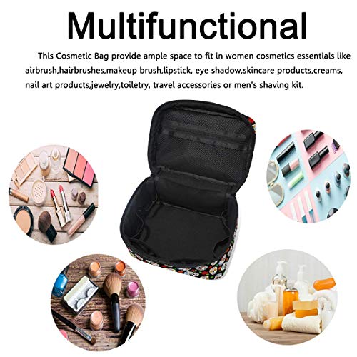 Sugar Skulls Roses Bolsa de cosméticos Bolsa de maquillaje Bolsa de tren Bolsa de transporte Portátil con cremallera de viaje Cosméticos Bolsa de almacenamiento Organizador Grande para Niñas Mujeres