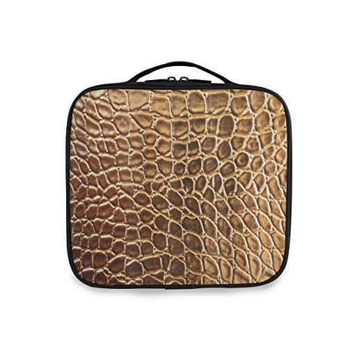 SUGARHE Animal Print Collection Tinte Golden Crocodile Skin Nature Life Dureza Diseño de Gama Alta Obra de Arte,Neceser Maquillaje,Bolsa Cosméticos Organizador Brochas Maquillaje Estuches Portátil