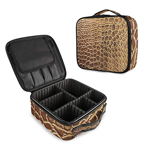 SUGARHE Animal Print Collection Tinte Golden Crocodile Skin Nature Life Dureza Diseño de Gama Alta Obra de Arte,Neceser Maquillaje,Bolsa Cosméticos Organizador Brochas Maquillaje Estuches Portátil