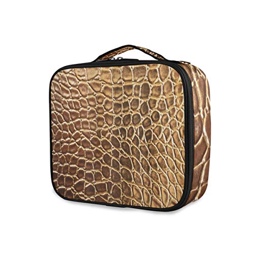 SUGARHE Animal Print Collection Tinte Golden Crocodile Skin Nature Life Dureza Diseño de Gama Alta Obra de Arte,Neceser Maquillaje,Bolsa Cosméticos Organizador Brochas Maquillaje Estuches Portátil