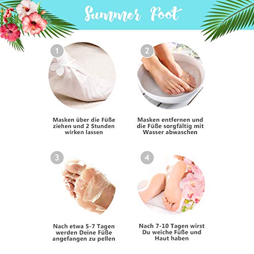 Summer Foot mascarilla exfoliación de pies, elimina callos, cutículas y piel muerta, exfoliante e hidratante, máscara peel off, calcetines exfoliantes de pies, foot peeling mask, peeling pies