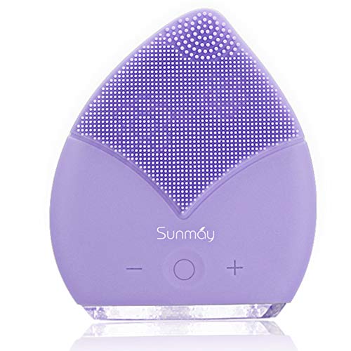 【Sunmay Leaf】SUNMAY Sonic Cepillo limpiador para el rostro y masaje con temporizador, FDA Grade silicona, recargable impermeable Anti-Aging facial Exfoliator Body Makeup Tool (Púrpura)