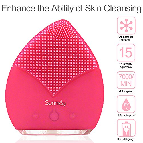 【Sunmay Leaf】SUNMAY Sonico Limpiador Facial y Masajeador, Silicona Orgánica Recargable Waterproof Masaje Facial, Anti-Aging Limpiador de piel y Deep Exfoliator para Facial Polaco y Scrub