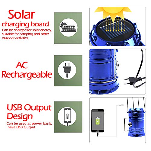 SunTop - Bombilla Solar portátil Recargable, luz de Camping, Linterna de Camping, lámpara Recargable por Puerto telescópica Impermeable