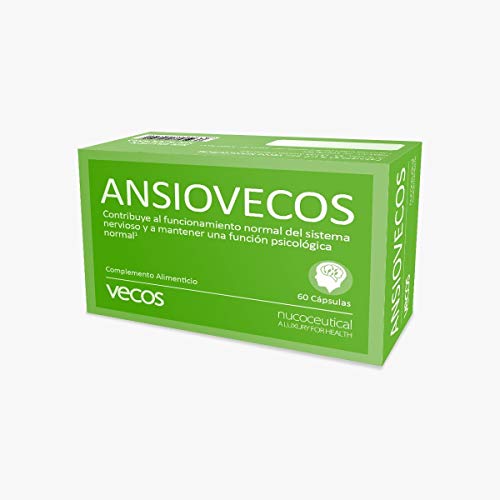 Suplemento alimenticio Ansiovecos con L-Triptofano – Contribuye a regular estrés, ansiedad y sueño – Contiene vitaminas B1, B6 y C, ácido fólico, magnesio y extractos de grifonia y rodiola