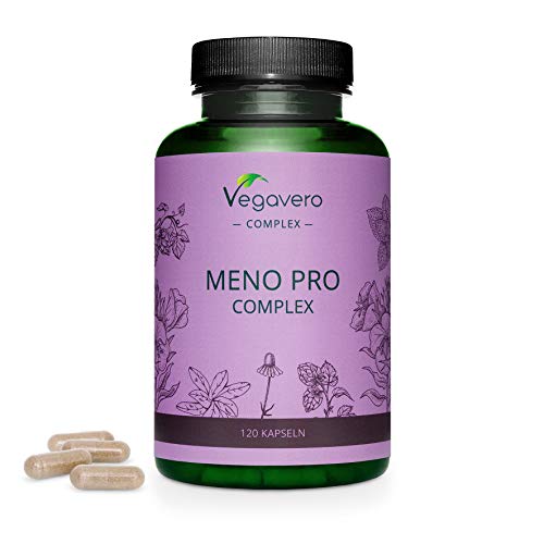 Suplemento Menopausia Vegavero® | Lúpulo + Aceite de Onagra + Salvia + Manzanilla + Melisa | 120 Cápsulas | Sofocos + Sudoración + Dolor de Cabeza | Sin Aditivos | Para Mujer | Meno Pro Complex