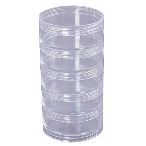 SUPVOX Caja de almacenamiento de 5 capas Contenedores de almacenamiento de perlas Cilindro de plástico duradero Caja de almacenamiento redonda transparente apilable