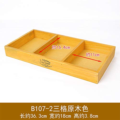 suxiaopei Jewelry Wooden Tabletop Storage Box Twelve-Block Rectangular Split-Grade Vintage Wooden Box Cosmetics Finishing Box 36.3 x 18 x 3.8cm Three-Grid