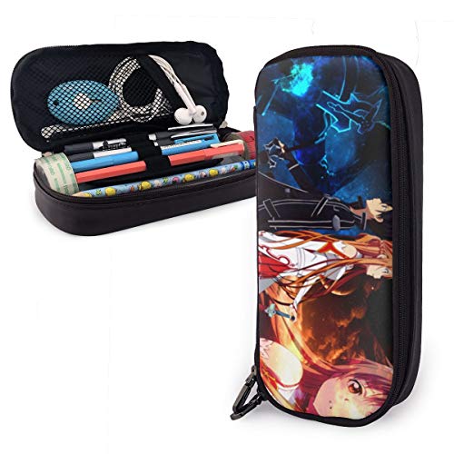 Sword Art Online - Estuche de piel con cremallera duradera para papelería y otros suministros escolares