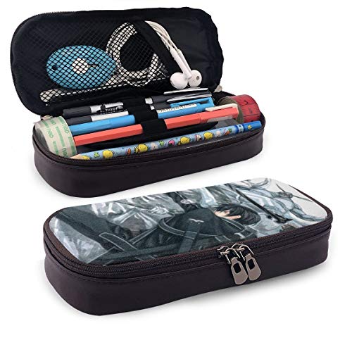 Sword Art Online - Estuche de piel con cremallera resistente para artículos de papelería y otros suministros escolares