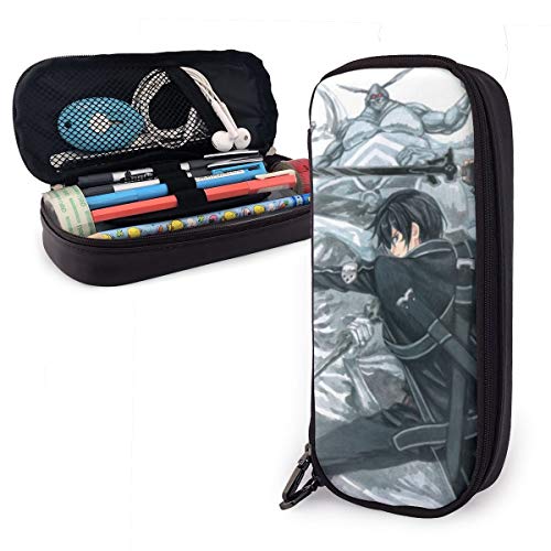 Sword Art Online - Estuche de piel con cremallera resistente para artículos de papelería y otros suministros escolares