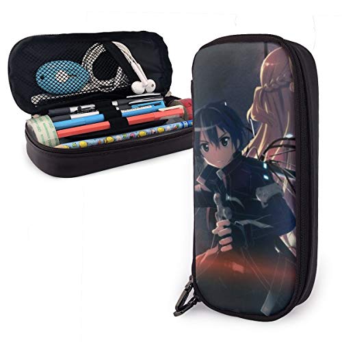 Sword Art Online - Estuche de piel con cremallera resistente para artículos de papelería y otros suministros escolares